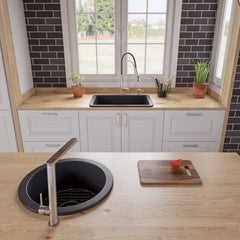 Alfi Round 18  x 18  Undermount / Drop In Fireclay Prep Sink - ABF1818R