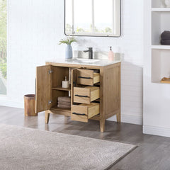 Altair Laurel Bathroom Cabinet Vanity Base in Weathered Fir without Top and Sink, No Mirror