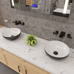 Alfi Black & White 15" Round Vessel Above Mount Ceramic Sink - Black & White