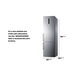 Summit 24" Wide Bottom Freezer Refrigerator with Factory-Installed Icemaker – Stainless Steel - FFBF181ES2IM - The Home Selection