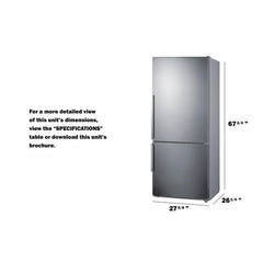Summit 28" Wide Bottom Freezer Refrigerator - FFBF283SS - The Home Selection