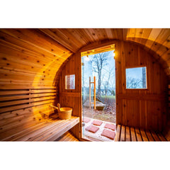 Sunray Saunas Aurora 2–4 Person Traditional Barrel Sauna with 6kW Harvia Heater & Red Cedar Construction - Aurora 300SH - The Home Selection