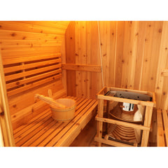 Sunray Saunas Aurora 2–4 Person Traditional Barrel Sauna with 6kW Harvia Heater & Red Cedar Construction - Aurora 300SH - The Home Selection