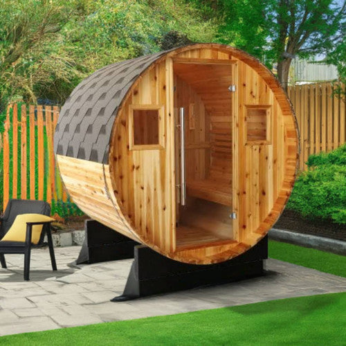Sunray Saunas Aurora 2–4 Person Traditional Barrel Sauna with 6kW Harvia Heater & Red Cedar Construction - Aurora 300SH - The Home Selection