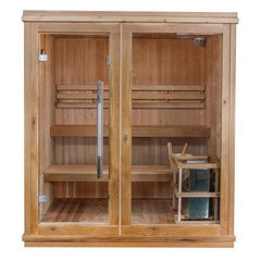Sunray Saunas Charleston 4-Person Indoor Traditional Sauna with 6kW Harvia Heater & Double Bench Seating in Canadian Cedar - HL400TN Charleston - The Home Selection