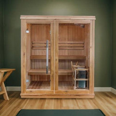 Sunray Saunas Charleston 4-Person Indoor Traditional Sauna with 6kW Harvia Heater & Double Bench Seating in Canadian Cedar - HL400TN Charleston - The Home Selection
