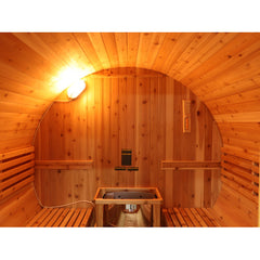 Sunray Saunas Galley 4-Person Traditional Barrel Sauna with 6kW Harvia Heater & Red Cedar Construction - Galley 400SH - The Home Selection
