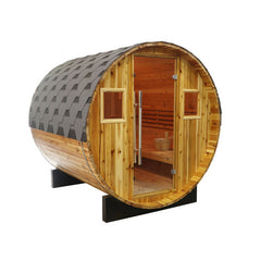 Sunray Saunas Galley 4-Person Traditional Barrel Sauna with 6kW Harvia Heater & Red Cedar Construction - Galley 400SH - The Home Selection