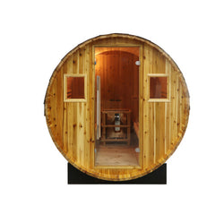 Sunray Saunas Galley 4-Person Traditional Barrel Sauna with 6kW Harvia Heater & Red Cedar Construction - Galley 400SH - The Home Selection