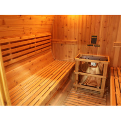 Sunray Saunas Galley 4-Person Traditional Barrel Sauna with 6kW Harvia Heater & Red Cedar Construction - Galley 400SH - The Home Selection