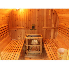 Sunray Saunas Galley 4-Person Traditional Barrel Sauna with 6kW Harvia Heater & Red Cedar Construction - Galley 400SH - The Home Selection