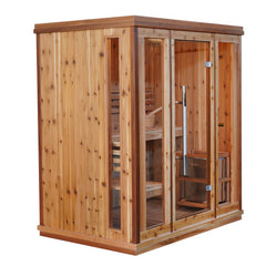 Sunray Saunas Hampton 3 Person Indoor Traditional Sauna with 4.5kW Harvia Heater & Double Bench Seating in Canadian Cedar - HL300TN Hampton - The Home Selection