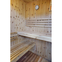 Sunray Saunas Hampton 3 Person Indoor Traditional Sauna with 4.5kW Harvia Heater & Double Bench Seating in Canadian Cedar - HL300TN Hampton - The Home Selection