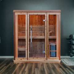 Sunray Saunas Hampton 3 Person Indoor Traditional Sauna with 4.5kW Harvia Heater & Double Bench Seating in Canadian Cedar - HL300TN Hampton - The Home Selection