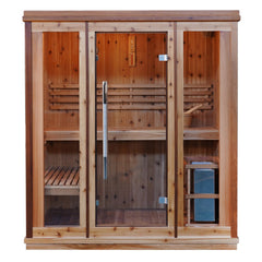 Sunray Saunas Hampton 3 Person Indoor Traditional Sauna with 4.5kW Harvia Heater & Double Bench Seating in Canadian Cedar - HL300TN Hampton - The Home Selection
