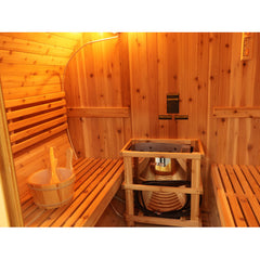 Sunray Saunas Oasis 2–4 Person Traditional Canopy Barrel Sauna with 6kW Harvia Heater & Red Cedar Construction - Oasis 300SC - The Home Selection