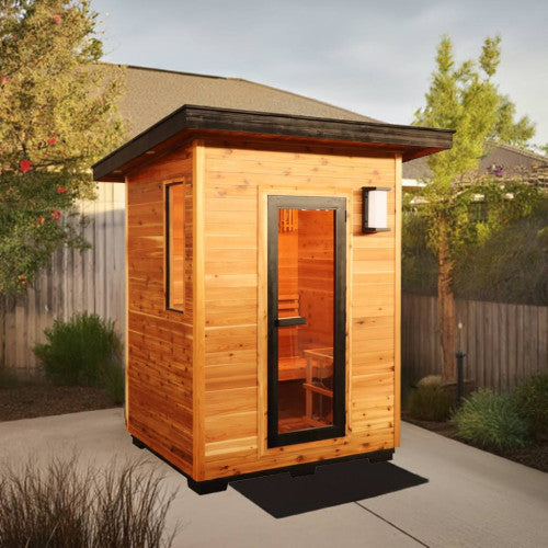 Sunray Saunas Seneca 3-Person Contemporary Outdoor Sauna with 6kW Harvia Heater & Weatherproof Red Cedar Cabin - Seneca 300D5 - The Home Selection