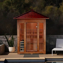 Sunray Saunas Waverly 3-Person Outdoor Traditional Sauna with 4.5kW Harvia Heater & Shingled Roof Design - HL300D2 Waverly - The Home Selection