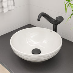 Alfi White 17" Decorative Round Vessel Above Mount Ceramic Sink - White