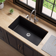 Alfi 33  Granite Composite Workstation Step Rim Single Bowl Undermount Sink with Accessories - AB3418SBUM