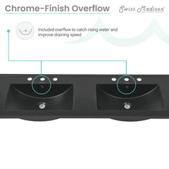 Swiss Madison 60 inch Vanity Top Bathroom Sink - SM-VT360-3MB - The Home Selection