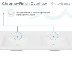 Swiss Madison 60 inch Vanity Top Bathroom Sink - SM-VT360-3MB - The Home Selection