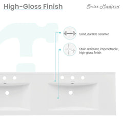 Swiss Madison 60 inch Vanity Top Bathroom Sink - SM-VT360-3MB - The Home Selection