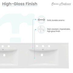 Swiss Madison 60 inch Vanity Top Bathroom Sink with 3 Holes - SM-VT360-3 - The Home Selection