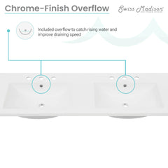 Swiss Madison 60 inch Vanity Top Bathroom Sink with 3 Holes - SM-VT360-3 - The Home Selection