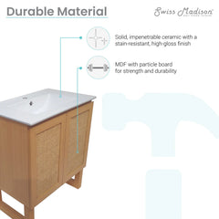 Swiss Madison Arles 30" Freestanding Bathroom Vanity in Natural Oak with Sink Top - SM-BV810 - The Home Selection