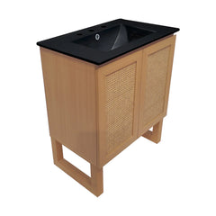 Swiss Madison Arles 30 in. Natural Oak Bathroom Vanity With Black, 3-Hole Ceramic Sink Top - SM-BV810-3MB - The Home Selection