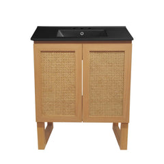 Swiss Madison Arles 30 in. Natural Oak Bathroom Vanity With Black, 3-Hole Ceramic Sink Top - SM-BV810-3MB - The Home Selection