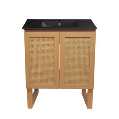Swiss Madison Arles 30 in. Natural Oak Bathroom Vanity With Black Ceramic Sink Top - SM-BV810MB - The Home Selection