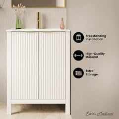 Swiss Madison Bastille 24" Freestanding Bathroom Vanity in White with Sink Top - SM-BV290 - The Home Selection