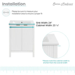 Swiss Madison Bastille 24" Freestanding Bathroom Vanity in White with Sink Top - SM-BV290 - The Home Selection