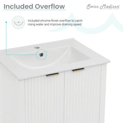 Swiss Madison Bastille 24" Freestanding Bathroom Vanity in White with Sink Top - SM-BV290 - The Home Selection