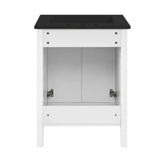Swiss Madison Bastille 24 in. White Bathroom Vanity With Black, 3-Hole Ceramic Sink Top - SM-BV290-3MB - The Home Selection