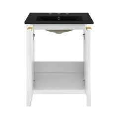 Swiss Madison Bastille 24 in. White Bathroom Vanity With Black, 3-Hole Ceramic Sink Top - SM-BV290-3MB - The Home Selection