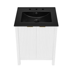 Swiss Madison Bastille 24 in. White Bathroom Vanity With Black, 3-Hole Ceramic Sink Top - SM-BV290-3MB - The Home Selection