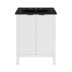 Swiss Madison Bastille 24 in. White Bathroom Vanity With Black, 3-Hole Ceramic Sink Top - SM-BV290-3MB - The Home Selection