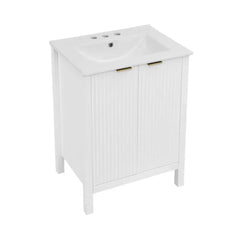 Swiss Madison Bastille 24 in. White Bathroom Vanity With White, 3-Hole Ceramic Sink Top - SM-BV290-3 - The Home Selection