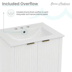 Swiss Madison Bastille 24 in. White Bathroom Vanity With White, 3-Hole Ceramic Sink Top - SM-BV290-3 - The Home Selection