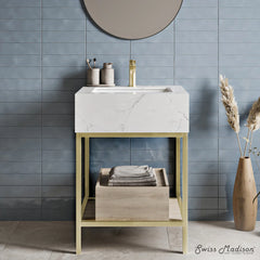 Swiss Madison Beau 24" Open Shelf Natural Oak Frame Freestanding Bathroom Vanity with Sink Top - SM-BV720KGCA - The Home Selection