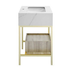 Swiss Madison Beau 24" Open Shelf Natural Oak Frame Freestanding Bathroom Vanity with Sink Top - SM-BV720KGCA - The Home Selection