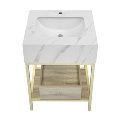 Swiss Madison Beau 24" Open Shelf Natural Oak Frame Freestanding Bathroom Vanity with Sink Top - SM-BV720KGCA - The Home Selection