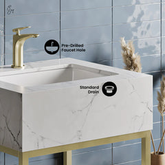 Swiss Madison Beau 24" Open Shelf Natural Oak Frame Freestanding Bathroom Vanity with Sink Top - SM-BV720KGCA - The Home Selection