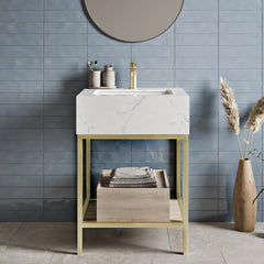 Swiss Madison Beau 24" Open Shelf Natural Oak Frame Freestanding Bathroom Vanity with Sink Top - SM-BV720KGCA - The Home Selection