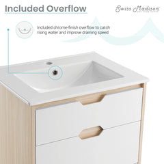 Swiss Madison Brusque 24" Freestanding Bathroom Vanity in Natural Oak with Sink Top - SM-BV350 - The Home Selection