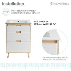 Swiss Madison Brusque 24" Freestanding Bathroom Vanity in Natural Oak with Sink Top - SM-BV350 - The Home Selection