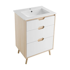 Swiss Madison Brusque 24" Freestanding Bathroom Vanity in Natural Oak with Sink Top - SM-BV350 - The Home Selection